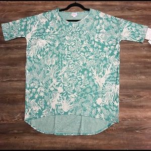 Lularoe Irma Teal Floral Print Size L